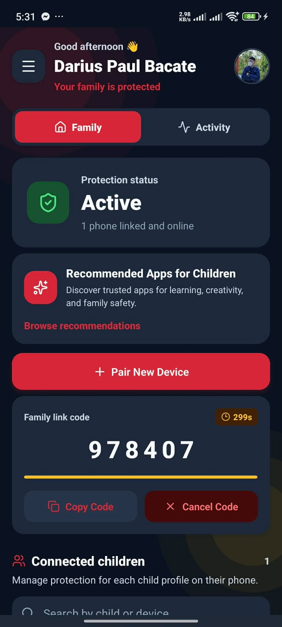 Cerberus Parent device pairing